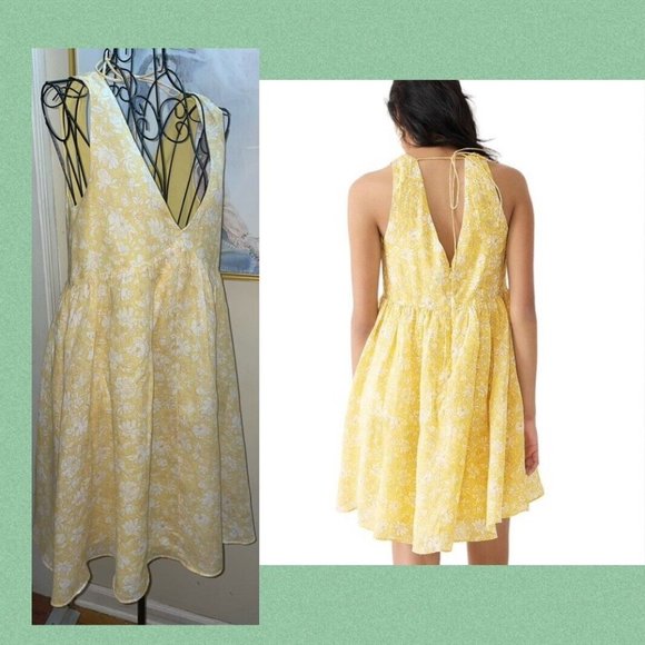 J.CREW YELLOW "TOSSED FLORAL" PRINT SWING/BABY DOLL DRESS~SLEEVELESS~XS - Picture 2 of 8